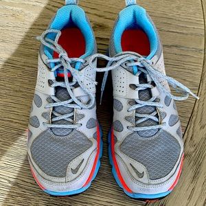 Nike Flex Trail, size 9, Grey, Blue, Orange.